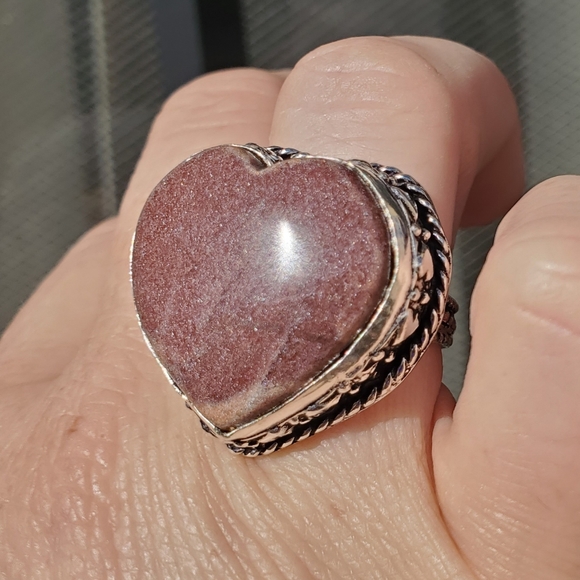 New Heart Shaped Red Sunstone 925 Silver Ring. - Picture 8 of 14
